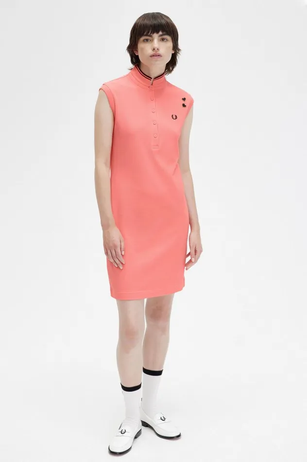 Women Amy Winehouse FoundationPrinted Trim Piqu Dress Coral Heat Fred Perry Dresses Women Amy Winehouse FoundationPrinted Trim Piqu Dress Coral Heat Fred Perry Dresses