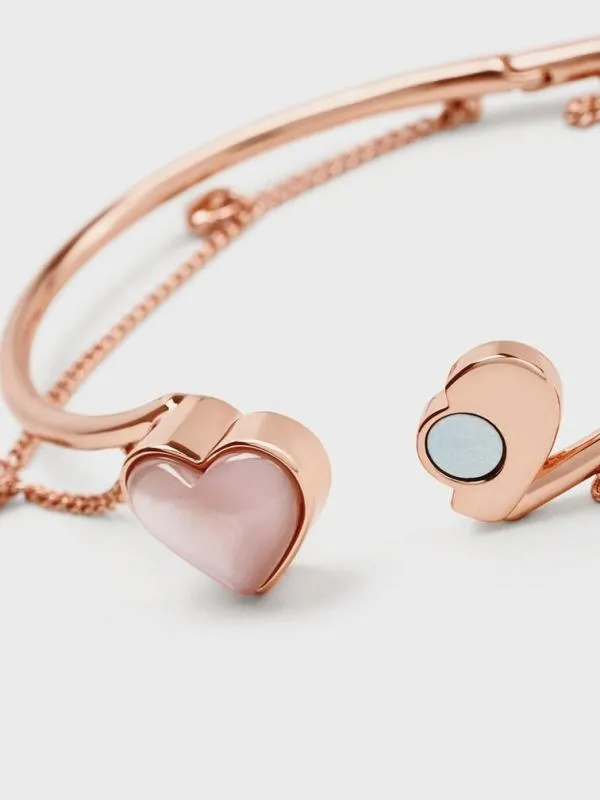 Women Annalise Heart Stone ChainLink Bracelet 8211 Rose Gold CHARLES and KEITH Bracelets