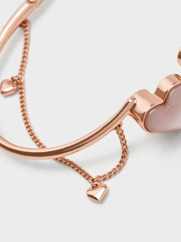 Women Annalise Heart Stone ChainLink Bracelet 8211 Rose Gold CHARLES and KEITH Bracelets