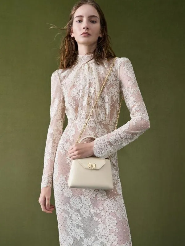 Women Arwen CrocEffect BraidedStrap Top Handle Bag 8211 Cream CHARLES and KEITH Top Handle Bags