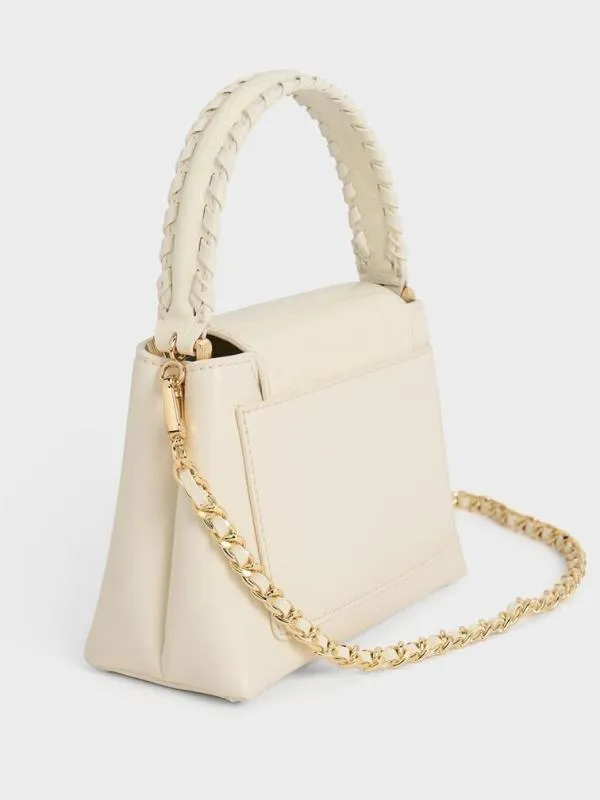 Women Arwen CrocEffect BraidedStrap Top Handle Bag 8211 Cream CHARLES and KEITH Top Handle Bags