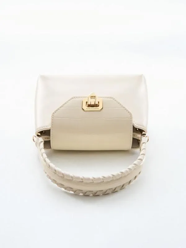 Women Arwen CrocEffect BraidedStrap Top Handle Bag 8211 Cream CHARLES and KEITH Top Handle Bags
