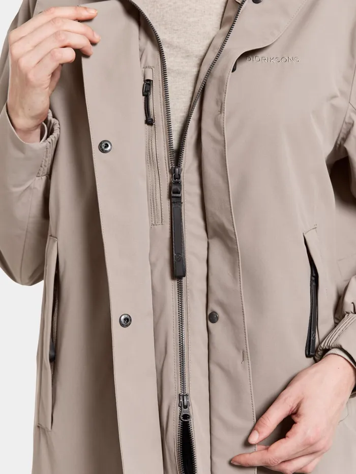 Women Astrid Parka Long Ash Brown Didriksons Spring Jackets