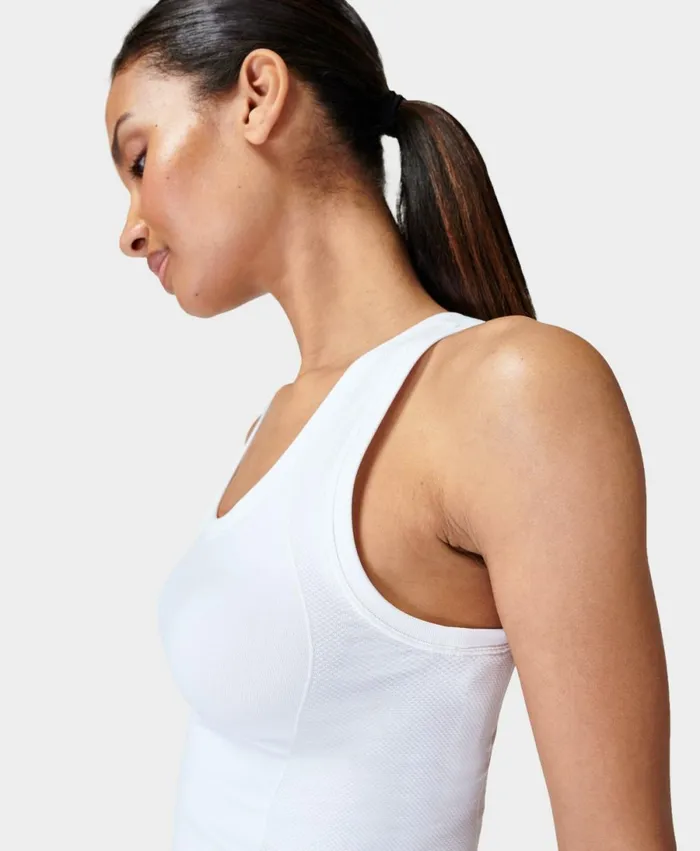Women Athlete Crop Seamless Gym Vest White Sweaty Betty Vest Tops
