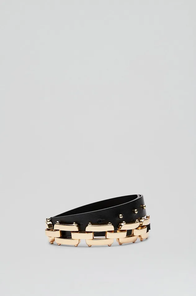Women Belts Scanlan Theodore GOLD TRIM BELT 25 BLACK Women Belts Scanlan Theodore GOLD TRIM BELT 25 BLACK