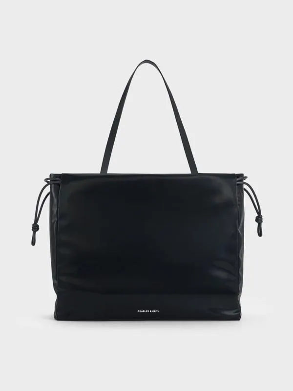 Women Bethel Shiny Ruched Drawstring Tote Bag 8211 Jet Black CHARLES and KEITH Slouchy Bags Women Bethel Shiny Ruched Drawstring Tote Bag 8211 Jet Black CHARLES and KEITH Slouchy Bags
