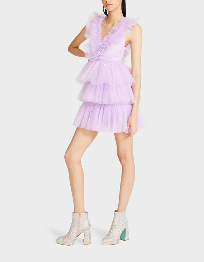 Women BETSEYS TIERED TULLE DRESS LAVENDER Lavender Betsey Johnson