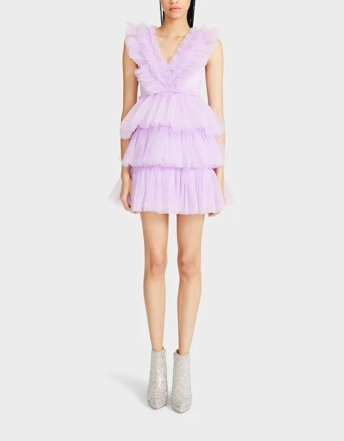 Women BETSEYS TIERED TULLE DRESS LAVENDER Lavender Betsey Johnson