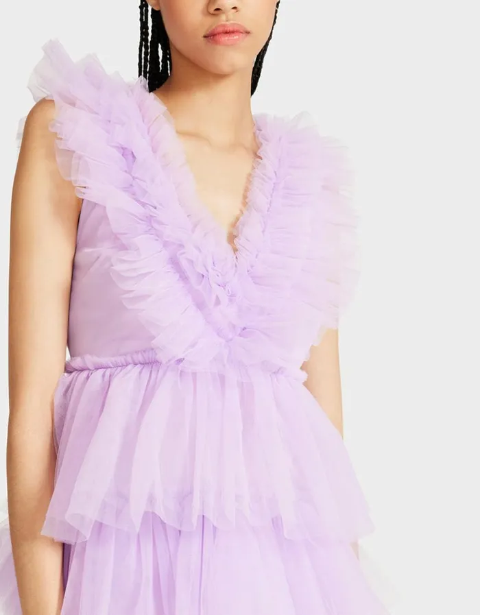 Women BETSEYS TIERED TULLE DRESS LAVENDER Lavender Betsey Johnson