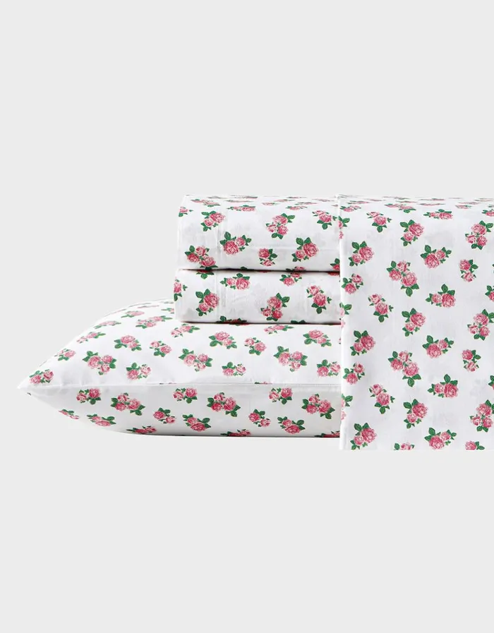 Women BETSEYS TINY PINK ROSES KING SHEET SET MULTI Betsey Johnson