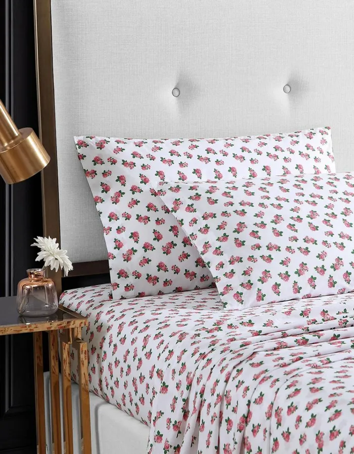 Women BETSEYS TINY PINK ROSES KING SHEET SET MULTI Betsey Johnson Women BETSEYS TINY PINK ROSES KING SHEET SET MULTI Betsey Johnson