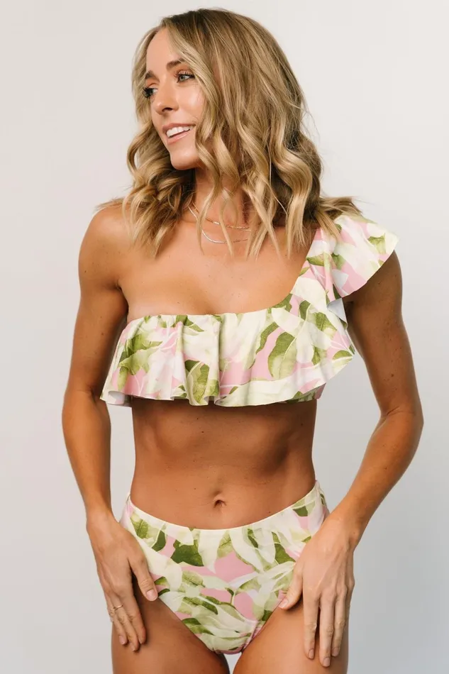 Women Bikini Baltic Born Palma Ruffle Bikini Top Green Pink