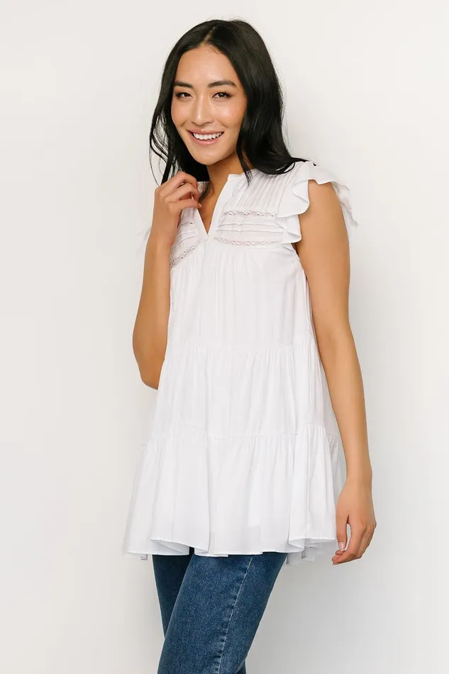 Women Blouses Shirts Baltic Born Margaret Tiered Top White Women Blouses Shirts Baltic Born Margaret Tiered Top White