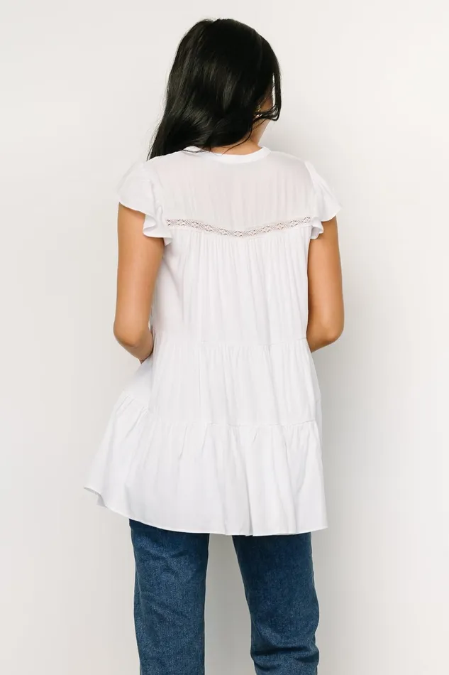 Women Blouses Shirts Baltic Born Margaret Tiered Top White Women Blouses Shirts Baltic Born Margaret Tiered Top White