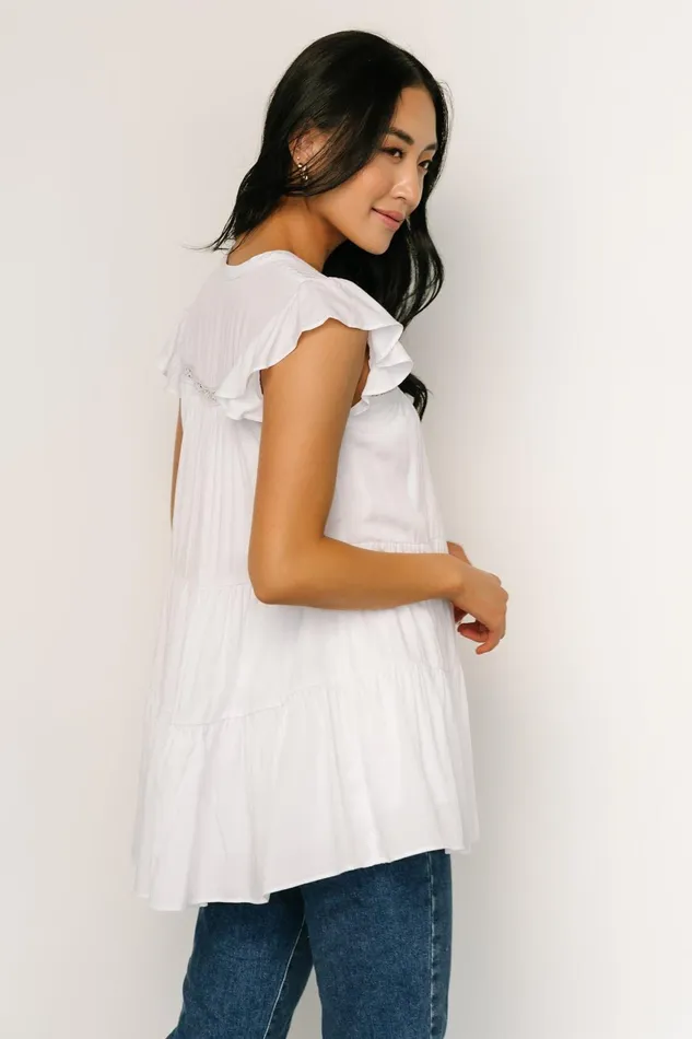 Women Blouses Shirts Baltic Born Margaret Tiered Top White Women Blouses Shirts Baltic Born Margaret Tiered Top White