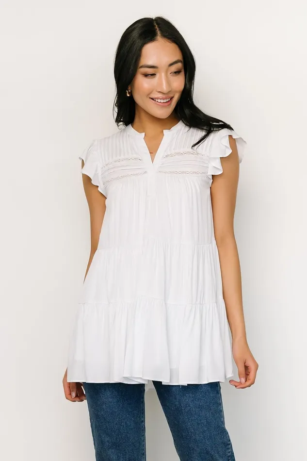 Women Blouses Shirts Baltic Born Margaret Tiered Top White Women Blouses Shirts Baltic Born Margaret Tiered Top White