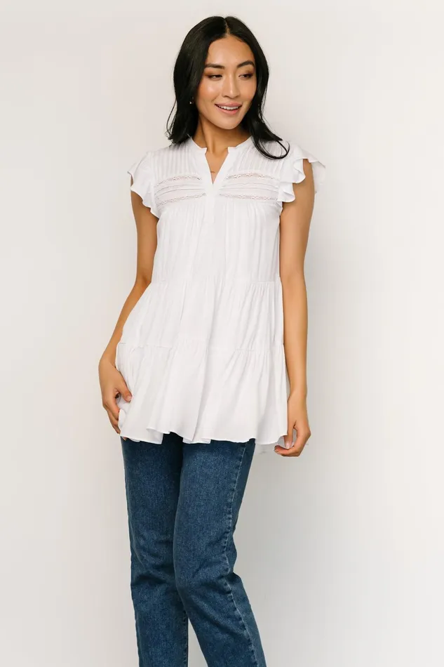 Women Blouses Shirts Baltic Born Margaret Tiered Top White Women Blouses Shirts Baltic Born Margaret Tiered Top White