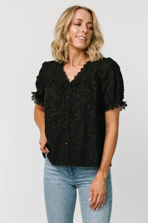 Women Blouses Shirts Baltic Born Pauline Embossed Top Black Women Blouses Shirts Baltic Born Pauline Embossed Top Black