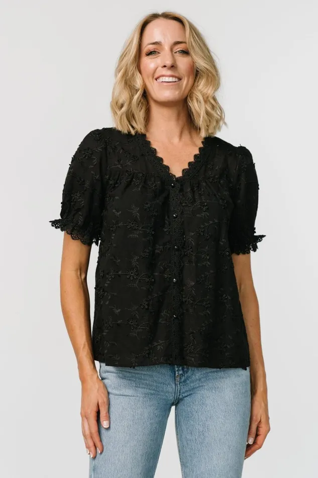 Women Blouses Shirts Baltic Born Pauline Embossed Top Black Women Blouses Shirts Baltic Born Pauline Embossed Top Black