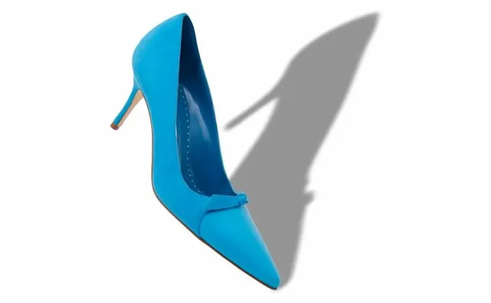 Women Blue Suede Bow Detail Pumps Manolo Blahnik Pumps
