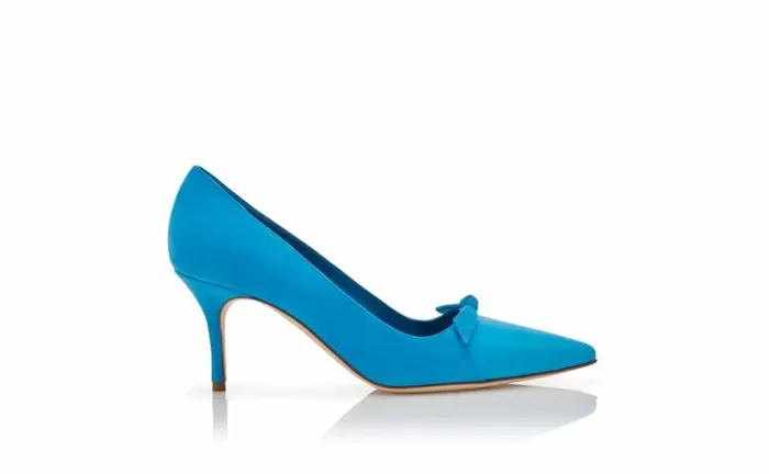 Women Blue Suede Bow Detail Pumps Manolo Blahnik Pumps