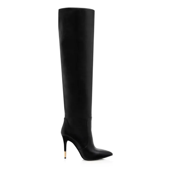 Women Boots Tom Ford Leather Over The Knee Boot Black
