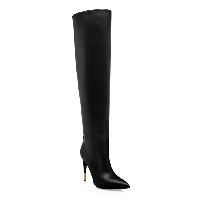 Women Boots Tom Ford Leather Over The Knee Boot Black