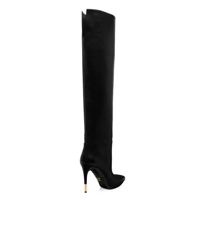Women Boots Tom Ford Leather Over The Knee Boot Black