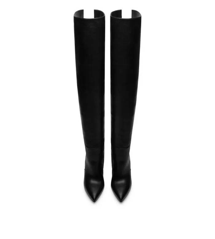 Women Boots Tom Ford Leather Over The Knee Boot Black