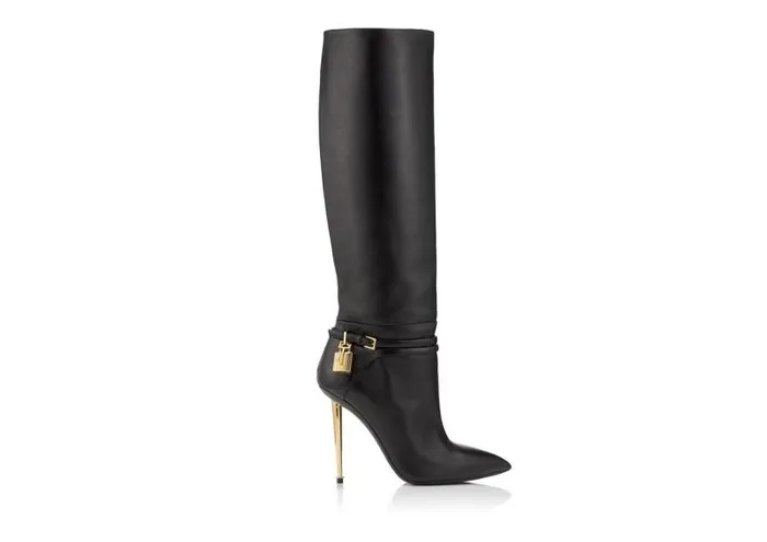 Women Boots Tom Ford Leather Padlock Boot Black