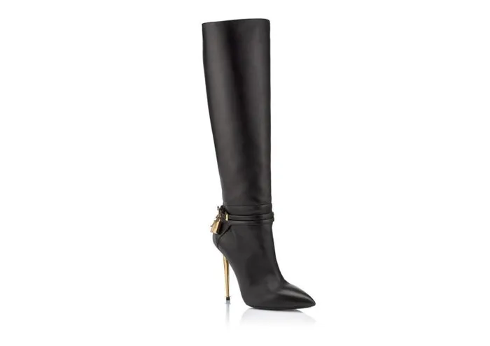 Women Boots Tom Ford Leather Padlock Boot Black Women Boots Tom Ford Leather Padlock Boot Black
