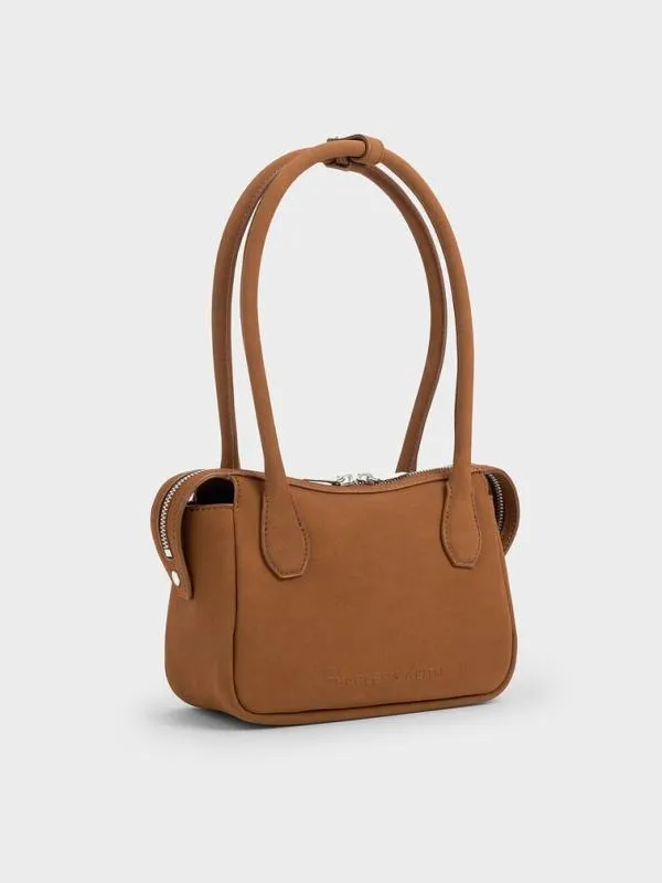 Women Bosie Textured Elongated Top Handle Bag 8211 Brown CHARLES and KEITH Tote Bags