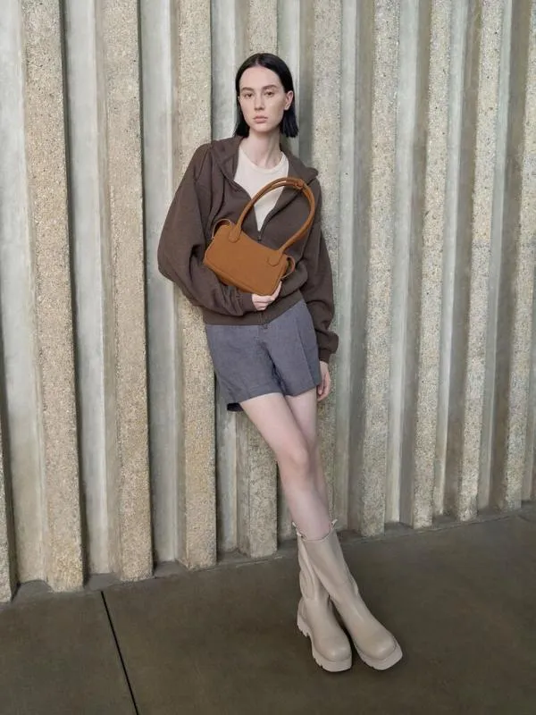 Women Bosie Textured Elongated Top Handle Bag 8211 Brown CHARLES and KEITH Tote Bags