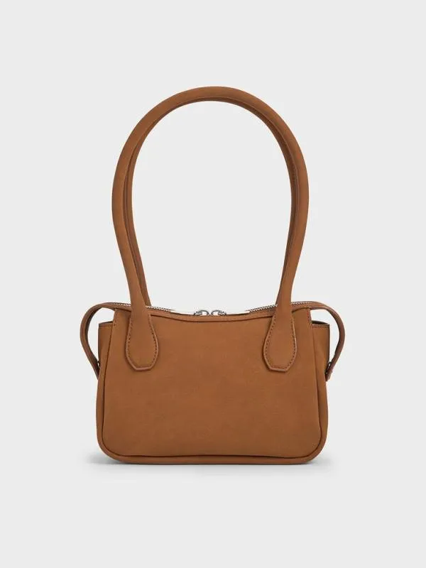Women Bosie Textured Elongated Top Handle Bag 8211 Brown CHARLES and KEITH Tote Bags