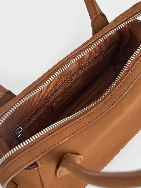 Women Bosie Textured Elongated Top Handle Bag 8211 Brown CHARLES and KEITH Tote Bags