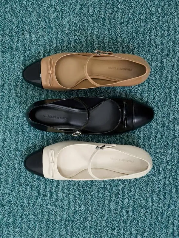 Women Bow CapToe Mary Jane Pumps 8211 Black Box CHARLES and KEITH Heels