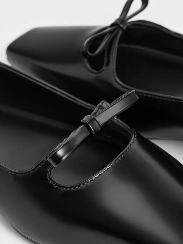Women Bow SquareToe Ballet Flats 8211 Black Box CHARLES and KEITH Ballet Flats