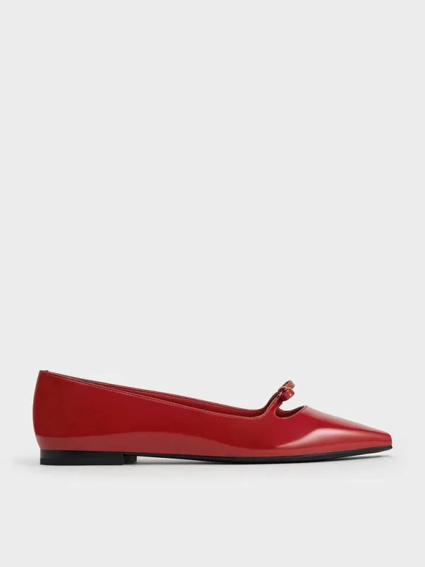Women Bow SquareToe Ballet Flats 8211 Red CHARLES and KEITH Ballet Flats