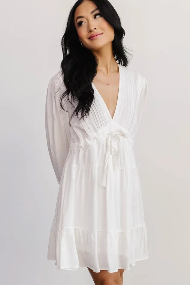 Women Bridal Baltic Born Amelia Boho Mini Dress Off White