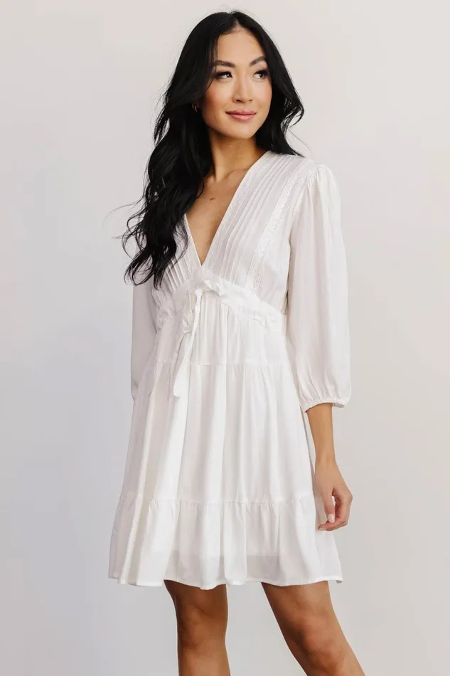 Women Bridal Baltic Born Amelia Boho Mini Dress Off White