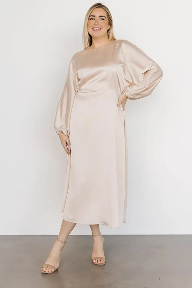 Women Bridal Baltic Born Balta Satin Midi Dress Champagne Women Bridal Baltic Born Balta Satin Midi Dress Champagne