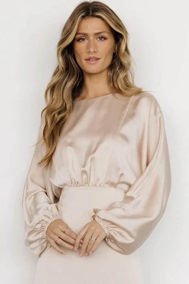 Women Bridal Baltic Born Balta Satin Midi Dress Champagne Women Bridal Baltic Born Balta Satin Midi Dress Champagne