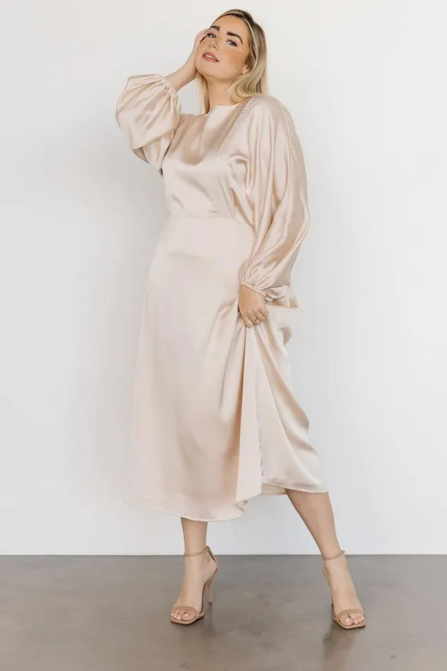 Women Bridal Baltic Born Balta Satin Midi Dress Champagne Women Bridal Baltic Born Balta Satin Midi Dress Champagne