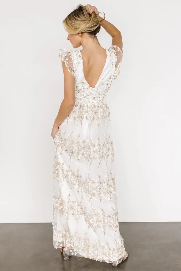 Women Bridal Baltic Born Jasmine Embossed Maxi Dress White Gold Women Bridal Baltic Born Jasmine Embossed Maxi Dress White Gold
