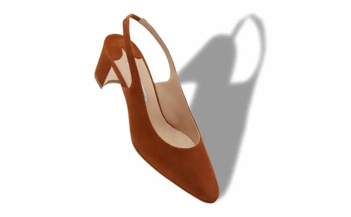 Women Brown Suede Slingback Pumps Manolo Blahnik Pumps