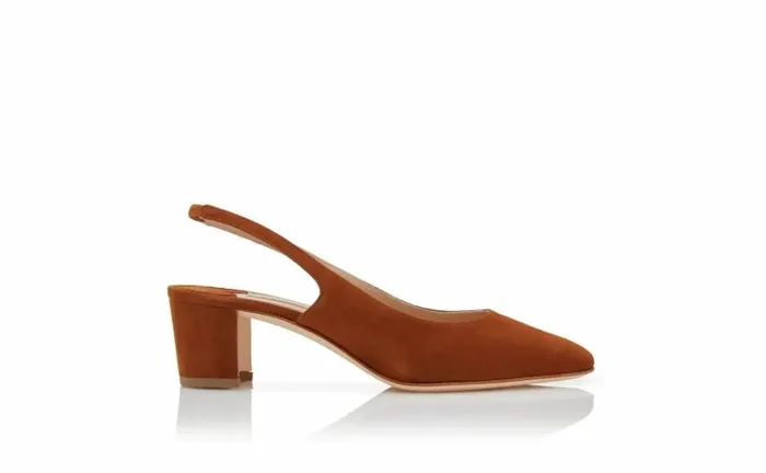 Women Brown Suede Slingback Pumps Manolo Blahnik Pumps
