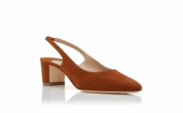 Women Brown Suede Slingback Pumps Manolo Blahnik Pumps