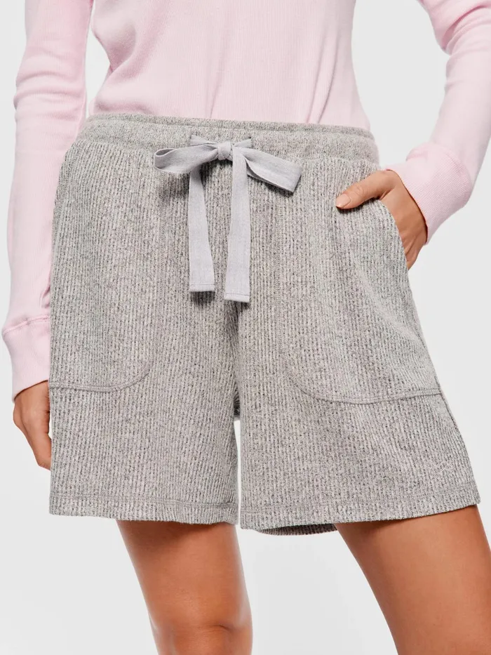 Women Brushed Rib Long Short Grey Marle Peter Alexander Lounge