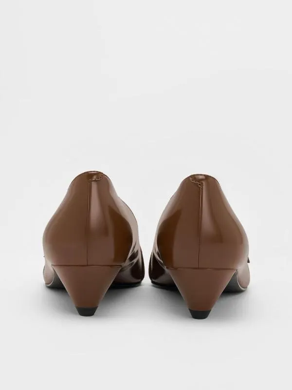 Women Buckled PointedToe KittenHeel Pumps 8211 Brown CHARLES and KEITH Heels