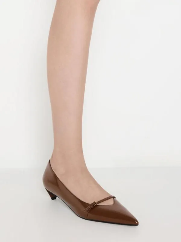 Women Buckled PointedToe KittenHeel Pumps 8211 Brown CHARLES and KEITH Heels